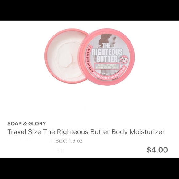 🌶5/$16 Soap & Glory's Original Pink Travel sz Righteous Butter Body Butter NWT - Picture 1 of 2